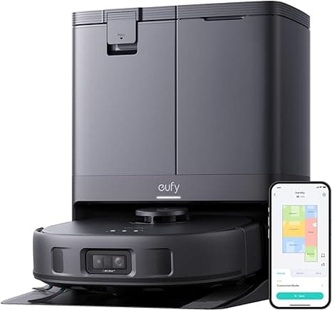 eufy X10 Pro Omni Robot Vacuum and Mop with 8,000 Pa Suction, Dual Mops with 12 mm Auto-Lift and Carpet Detection, AI Obstacle Avoidance, Auto Mop Washing, Auto Drying, Self-Emptying, Self-Refilling