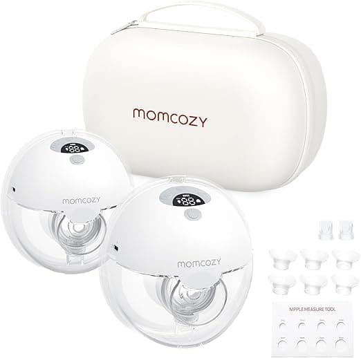 Momcozy M5 Hands Free Breast Pump, Double Wearable Breast Pump of Baby Mouth Double-Sealed Flange with 3 Modes & 9 Levels, Electric Breast Pump Portable - 24mm,2 Pack Gray