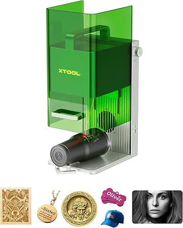 xTool F1 2-in-1 Dual Laser Engraver, Lightning Speed Portable Laser Cutter and Engraver Machine, HD Resolution Fiber Laser Engraver, Engraving Machine for Leather Patches Dog Tags, Metal Business Card